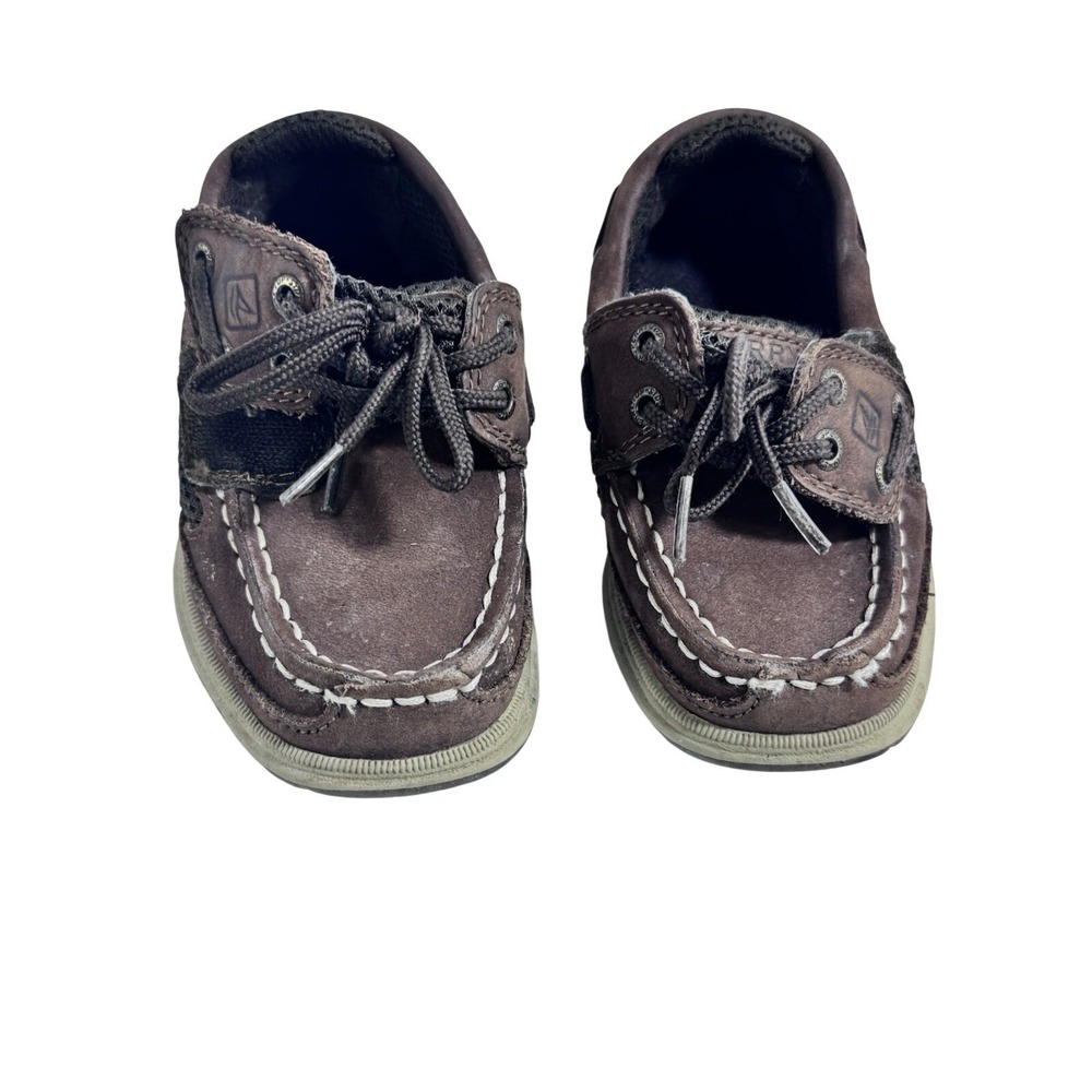 Sperry Top-Sider Lanyard A/C Boat Shoes Boys 7M Brown Leather Suede Mesh Loafers